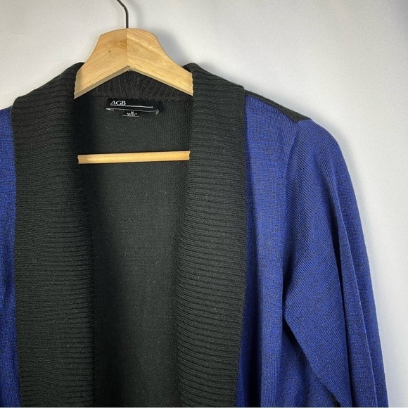 AGB Royal Blue & Black Open Front Cardigan Sweater M - Picture 3 of 3